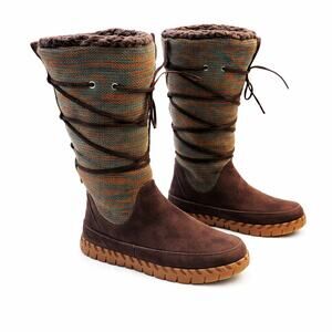 Muk Luks Flexi New York Tall Boots Women’s 9 Chocolate Suede Faux Fur